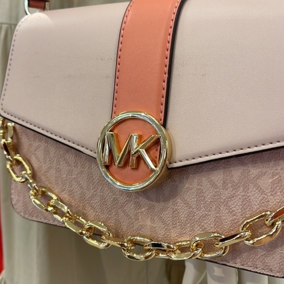 Michael Kors Carmen Small Monogram Flap Crossbody Sherbert Color - Picture 10 of 16